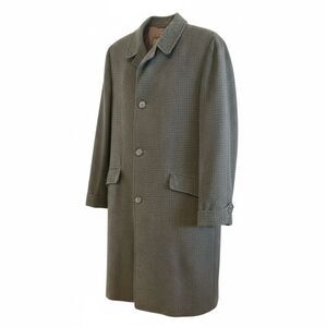 Vintage Sterlingware Wool Down Coat Mens Gray Houndstooth Long Overcoat